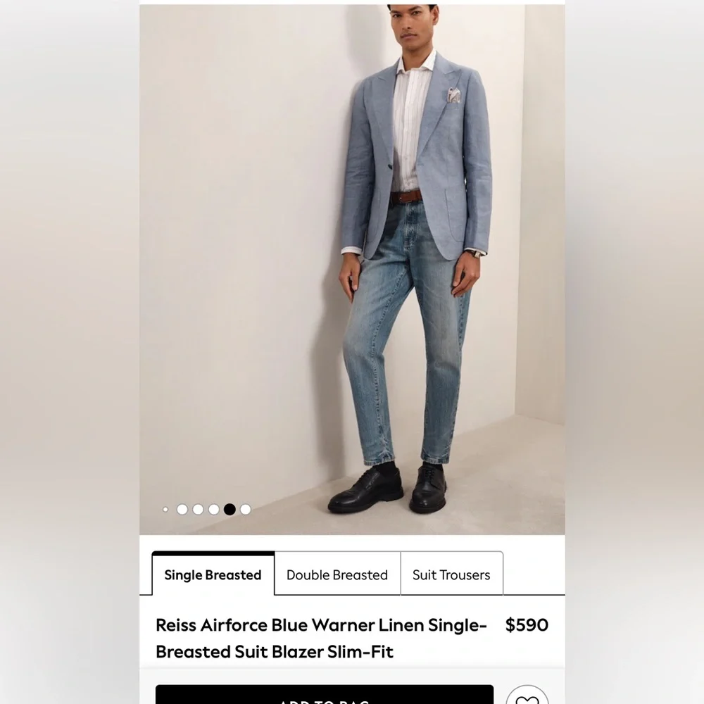 Reiss Airforce Blue Warner Suit Blazer